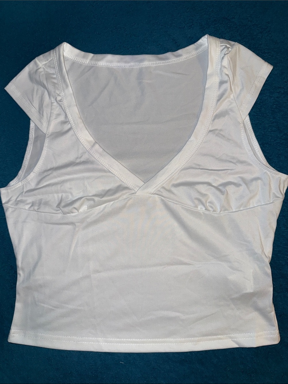 SHEIN White Stretch V-Neck Crop Top